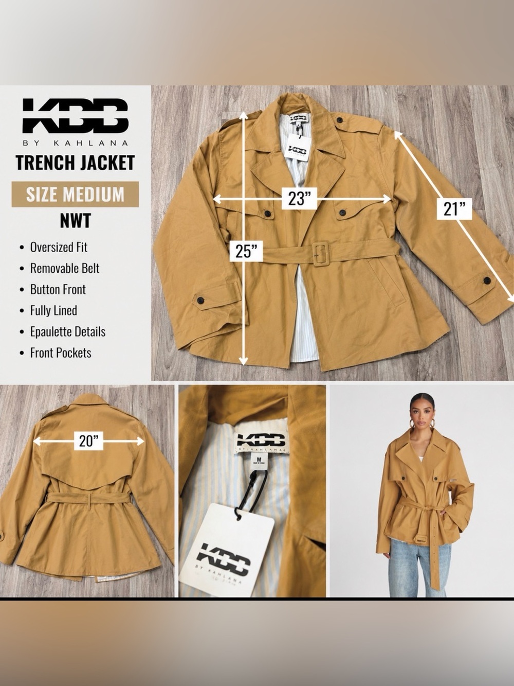 KBB by Kahlana Trench Jacket – Women’s Medium – NWT